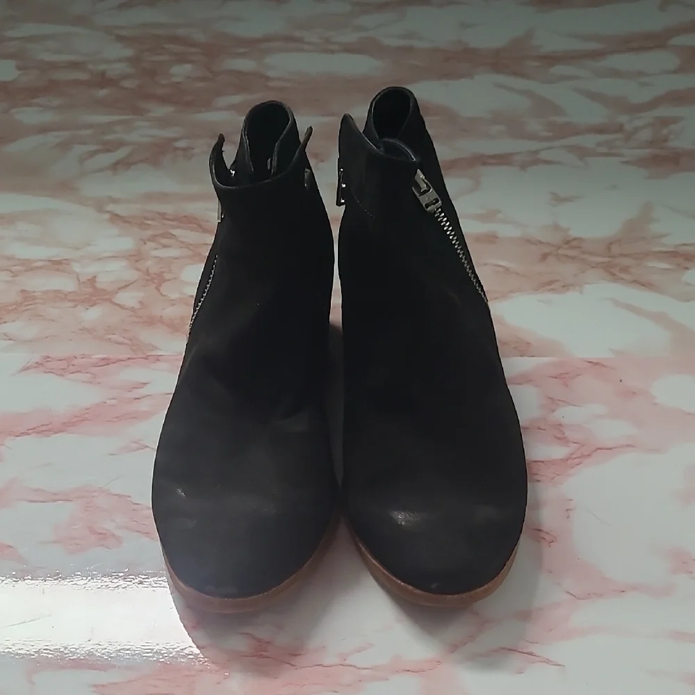 GUC Sam Edelman Packer Black Suede Ankle Boots Double Zipper Sz 7